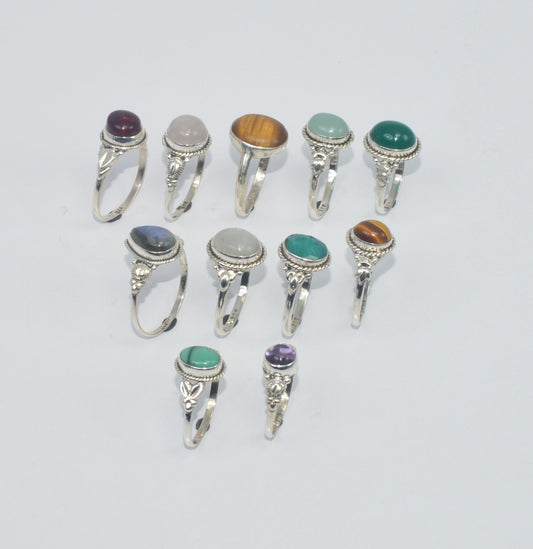 WHOLESALE 11PC 925 SOLID STERLING SILVER GREEN ONYX ANDMIX STONE RING LOT