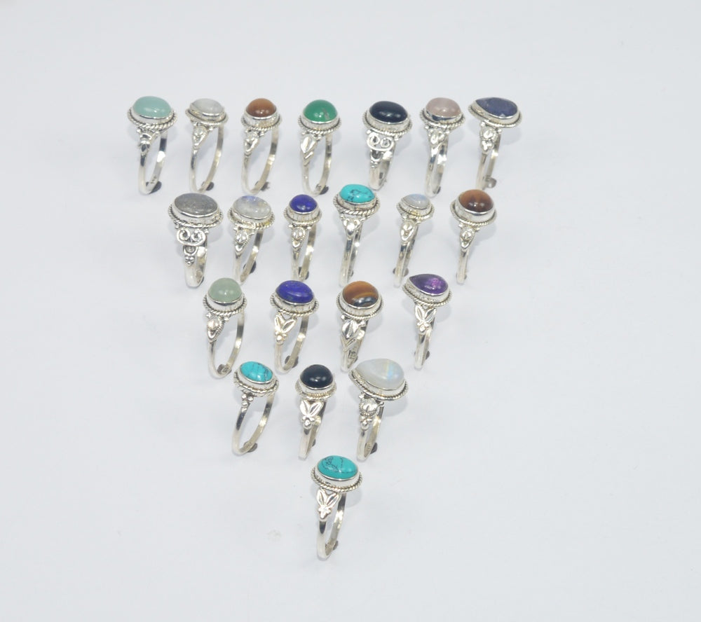 WHOLESALE 21PC 925 SOLID STERLING SILVER AQUA CHALCEDONY AND MIX RING LOT