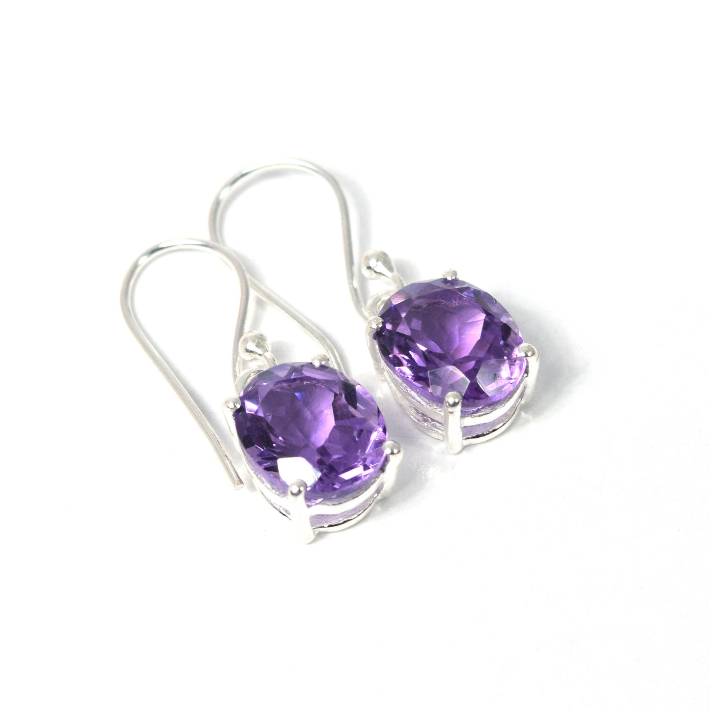 Wholesale 10PR 925 Solid Sterling Silver Cut Purple Amethyst Hook Earring Lot