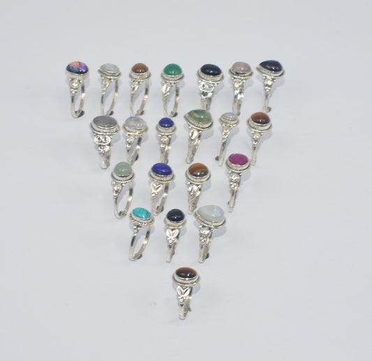 WHOLESALE 21PC925 SOLIDSTERLING SILVER DICHO GLASS AND MIX STONE RING LOT