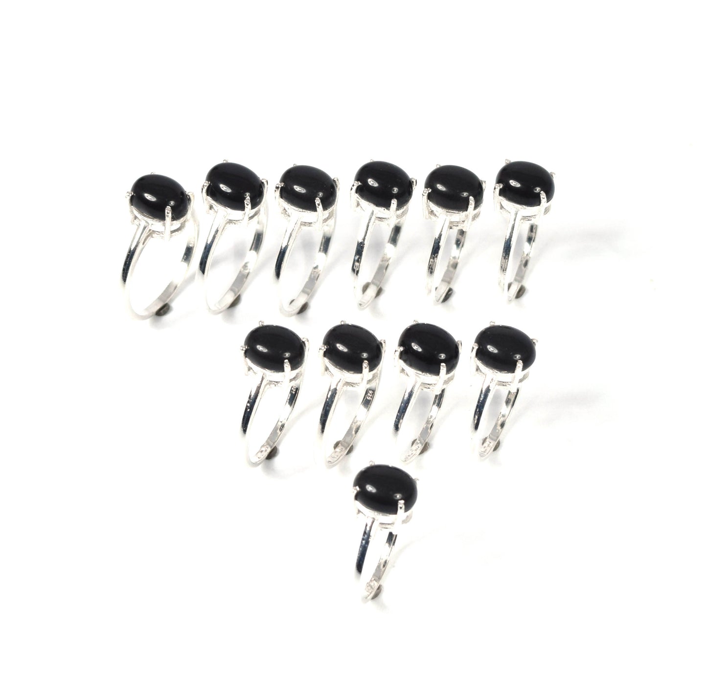 Wholesale 11PC 925 Solid Sterling Silver Black Onyx Mix Stone Ring Lot