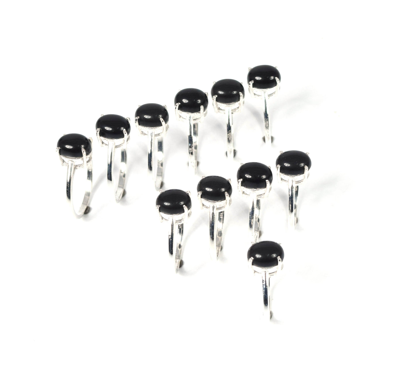 Wholesale 11PC 925 Solid Sterling Silver Black Onyx Mix Stone Ring Lot