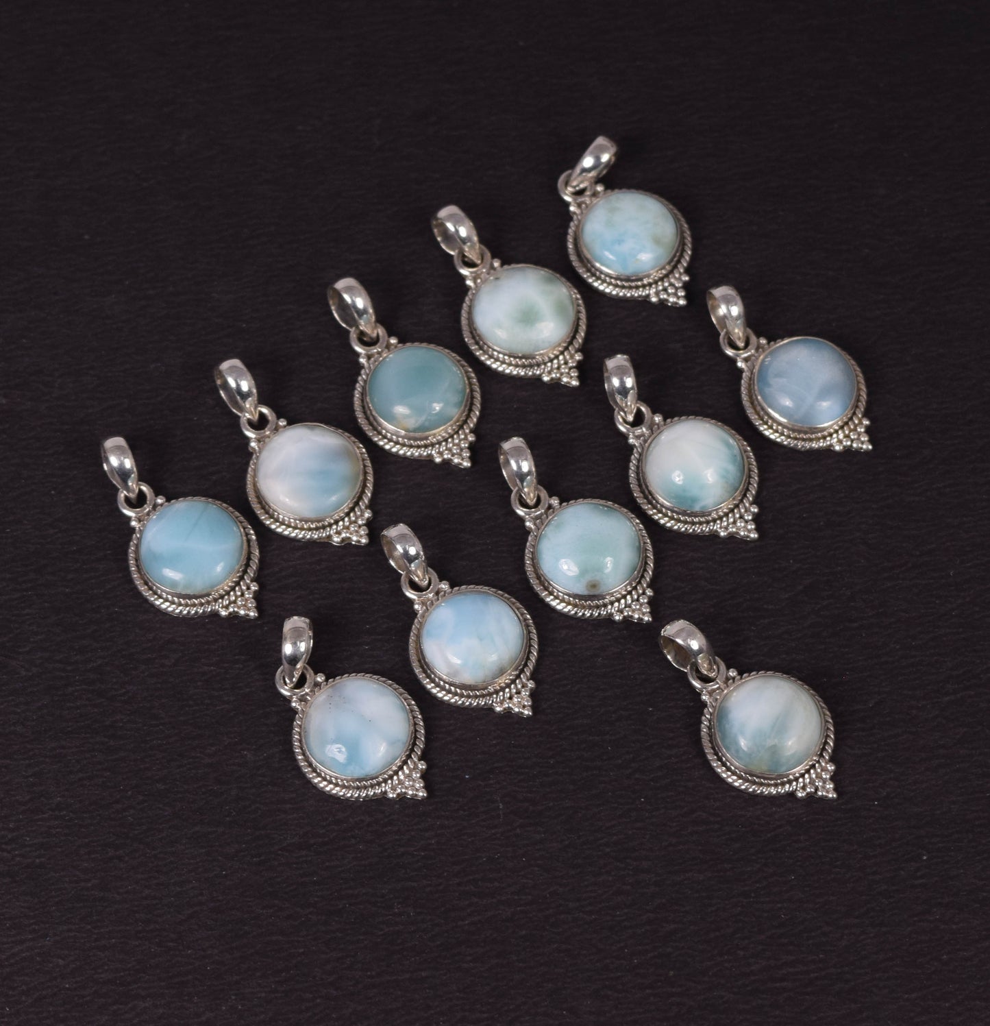 Wholesale 11PC 925 Solid Sterling Silver Blue Larimar Pendant Lot