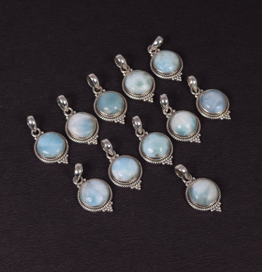 Wholesale 11PC 925 Solid Sterling Silver Blue Larimar Pendant Lot