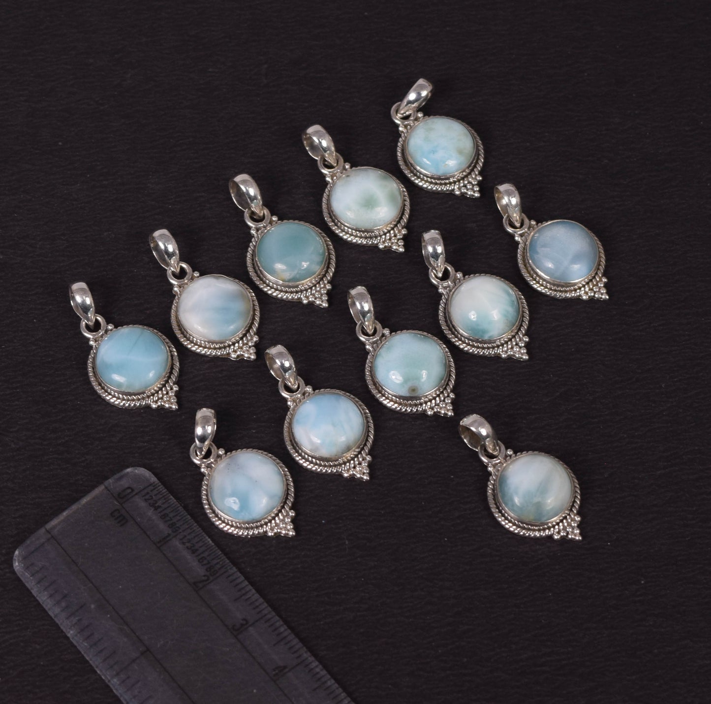 Wholesale 11PC 925 Solid Sterling Silver Blue Larimar Pendant Lot