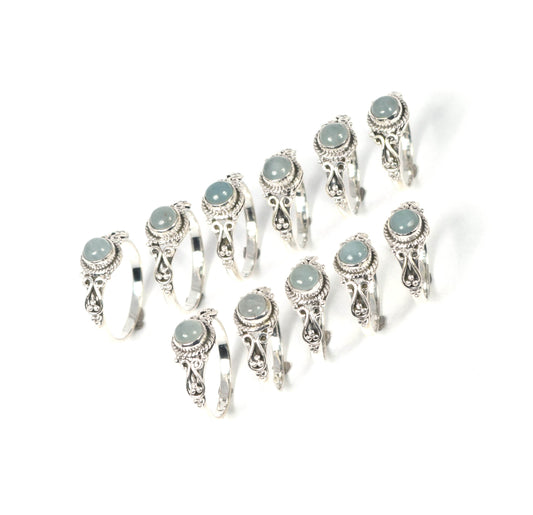 Wholesale 11PC 925 Solid Sterling Silver Aquamarine Ring Lot