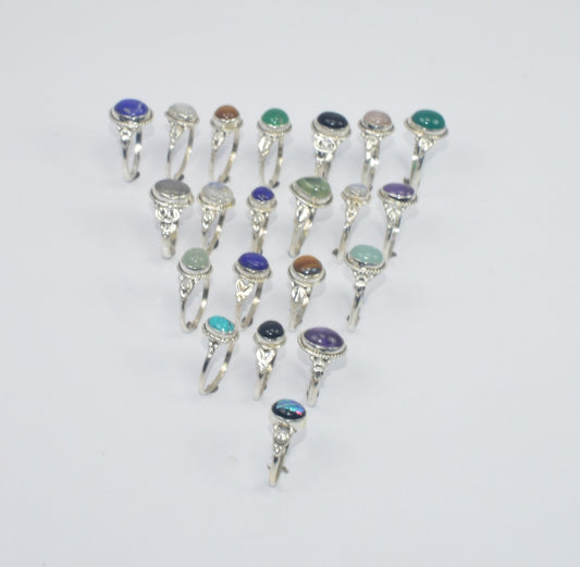 WHOLESALE 21PC925 SOLID STERLING SILVER BLUE LAPIS LAZULI ANDMIX RING LOT