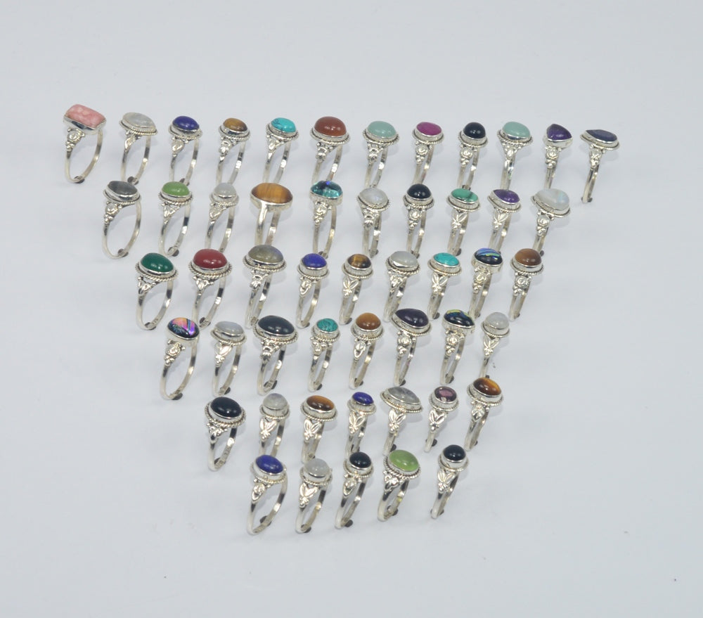 WHOLESALE 51PC 925 SOLID STERLING SILVER TURQUOISE AND MIX RING LOT GTC328