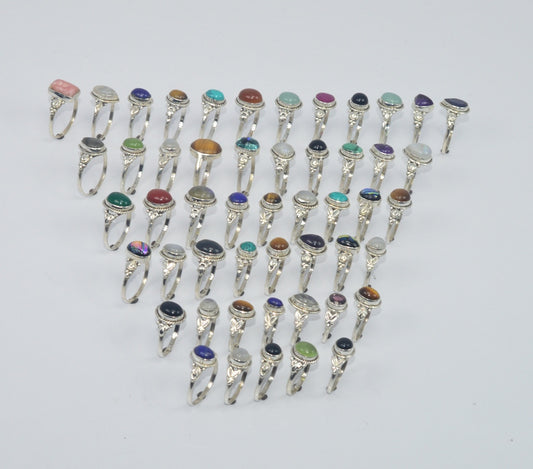 WHOLESALE 51PC 925 SOLID STERLING SILVER TURQUOISE AND MIX RING LOT GTC328