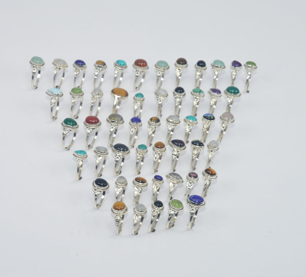WHOLESALE 51PC 925 SOLID STERLING SILVER TIGER EYE AND MIX RING LOT GTC329