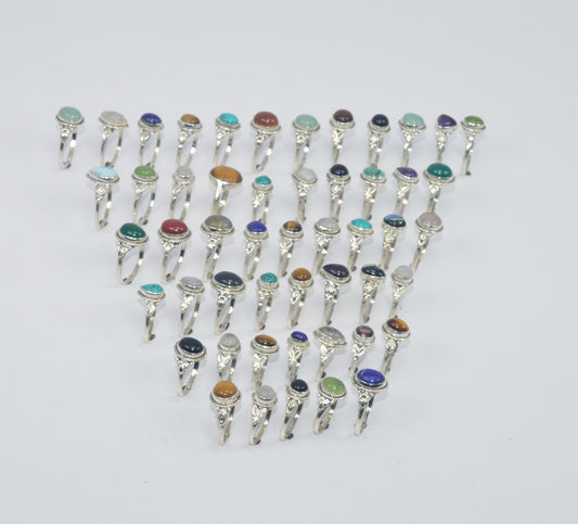 WHOLESALE 51PC 925 SOLID STERLING SILVER TIGER EYE AND MIX RING LOT GTC329