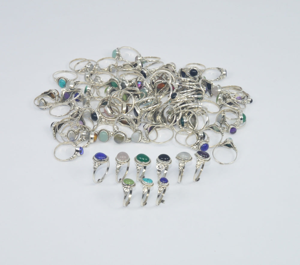 WHOLESALE 101PC925 SOLIDSTERLING SILVER BLUE LAPIS LAZULI ANDMIX RING LOT