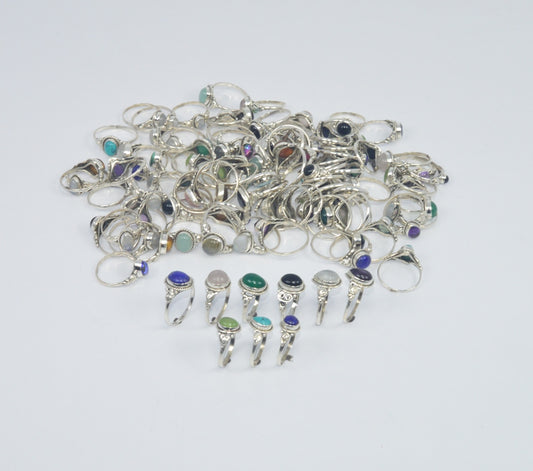 WHOLESALE 101PC925 SOLIDSTERLING SILVER BLUE LAPIS LAZULI ANDMIX RING LOT