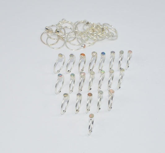 WHOLESALE 41PC 925 SOLID STERLING SILVER ETHIOPIAN OPAL RING LOT