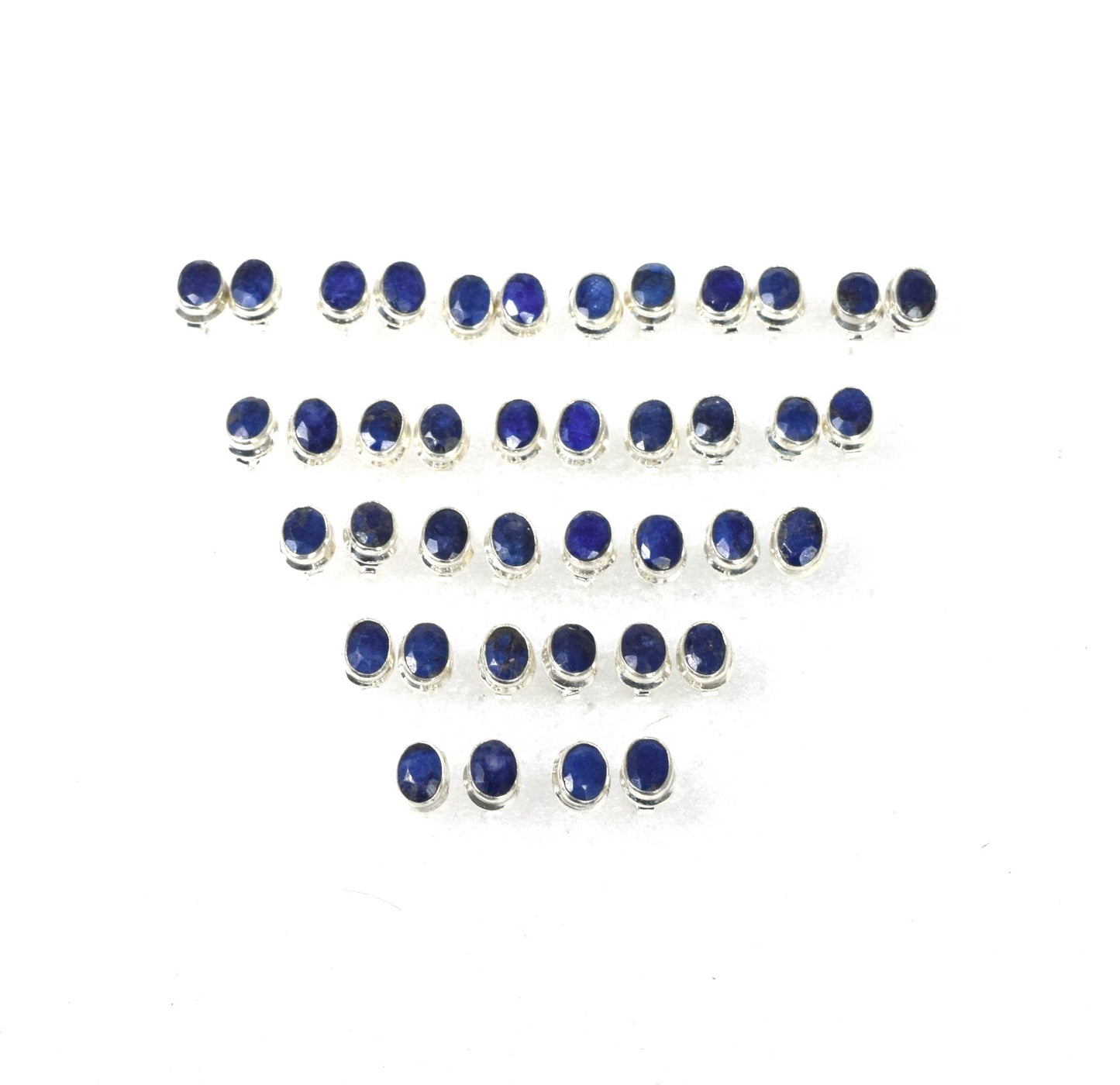 Wholesale 20PR 925 Solid Sterling Silver Blue Simulated Sapphire Stud Lot