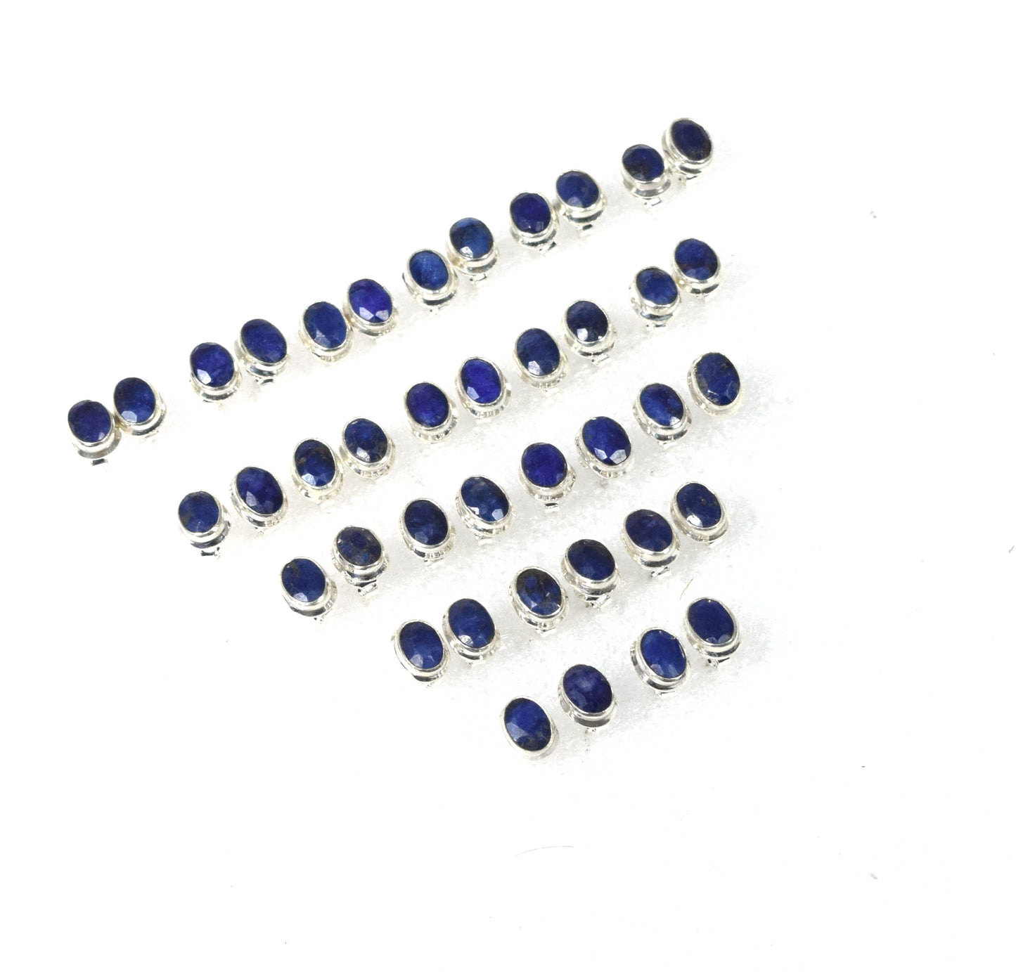 Wholesale 20PR 925 Solid Sterling Silver Blue Simulated Sapphire Stud Lot