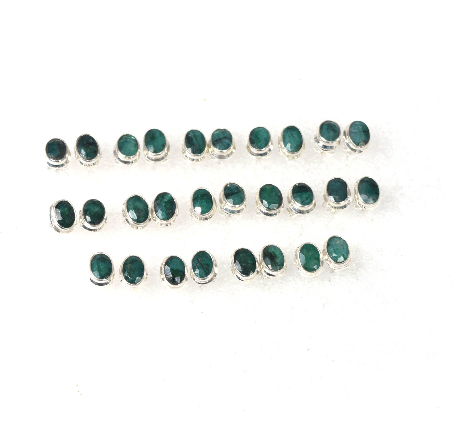 Wholesale 14PR 925 Solid Sterling Silver Green Simulated Emerald Stud Lot