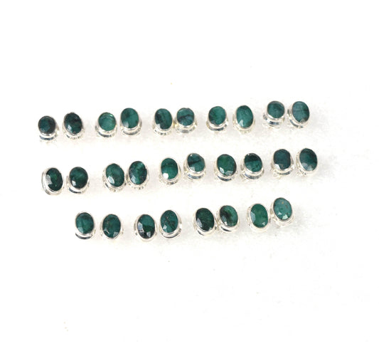 Wholesale 14PR 925 Solid Sterling Silver Green Simulated Emerald Stud Lot