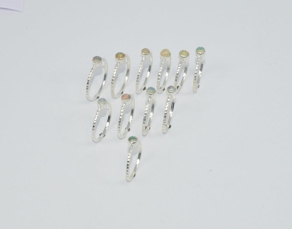 WHOLESALE 11PC 925 SOLID STERLING SILVER ETHIOPIAN OPAL RING LOT