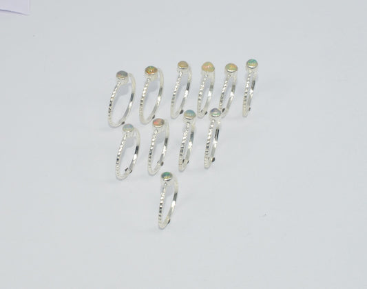 WHOLESALE 11PC 925 SOLID STERLING SILVER ETHIOPIAN OPAL RING LOT