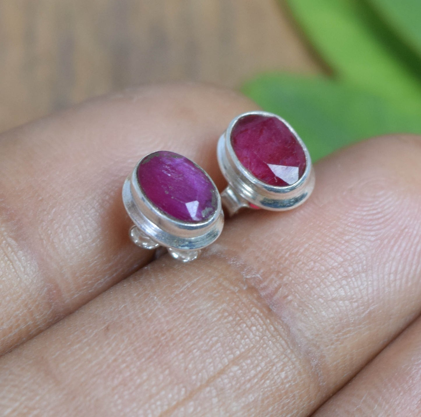 Wholesale 21PR 925 Solid Sterling  Faceted Simulated Ruby Stud Lot
