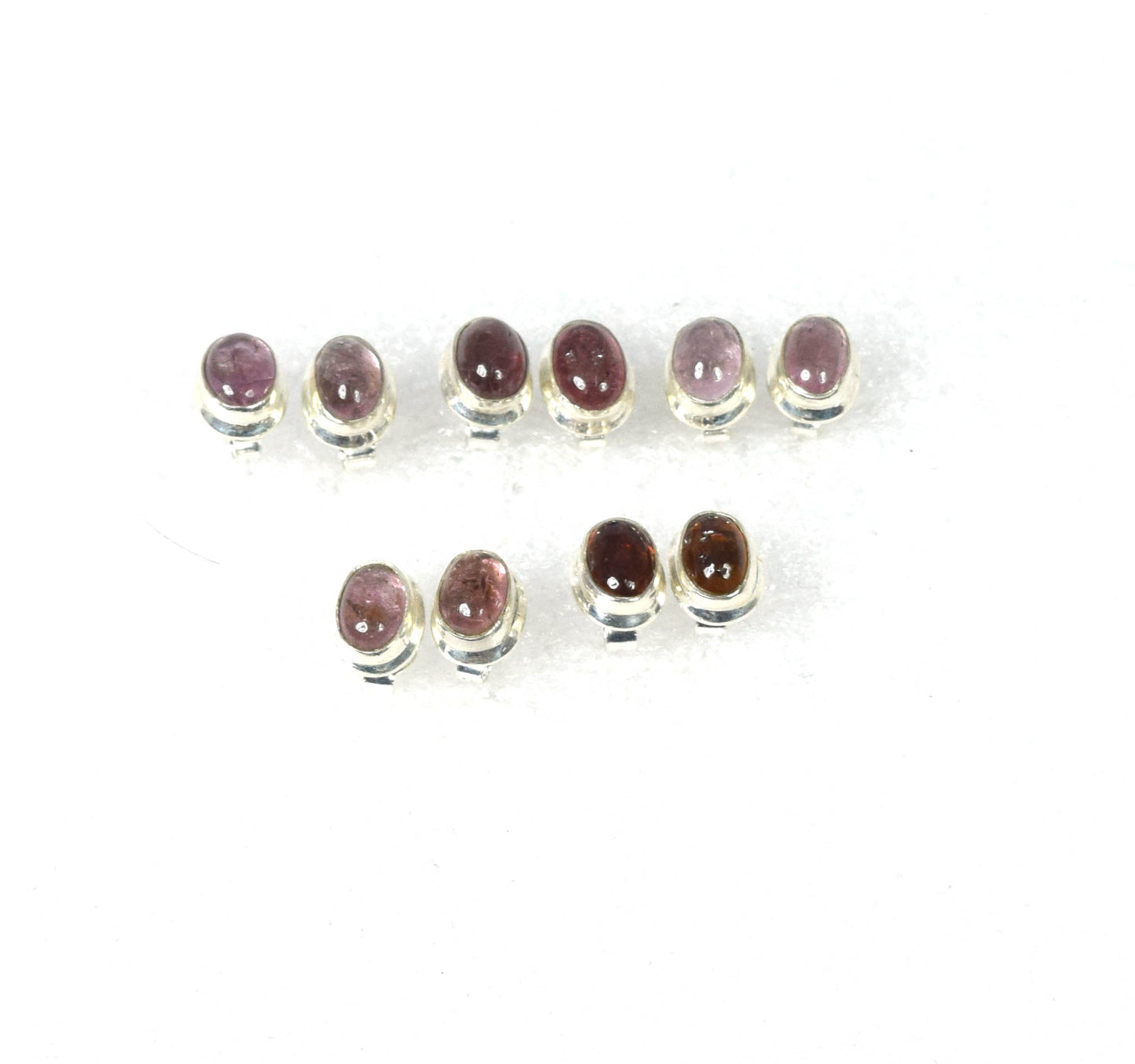 Wholesale 5PR 925 Solid Sterling Silver Pink Tourmaline Stud Lot