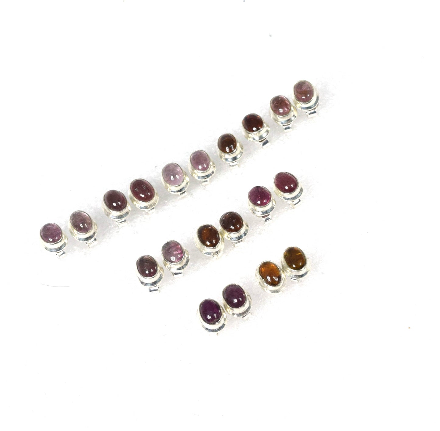 Wholesale 10PR 925 Solid Sterling Silver Pink Tourmaline Stud Lot