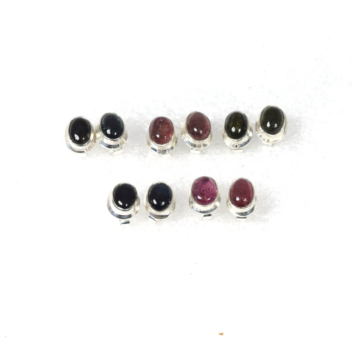 Wholesale 5PR 925 Solid Sterling Silver Green Tourmaline Mix Stud Lot