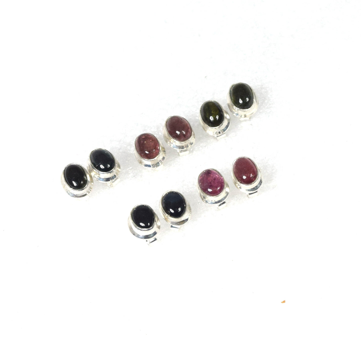 Wholesale 5PR 925 Solid Sterling Silver Green Tourmaline Mix Stud Lot