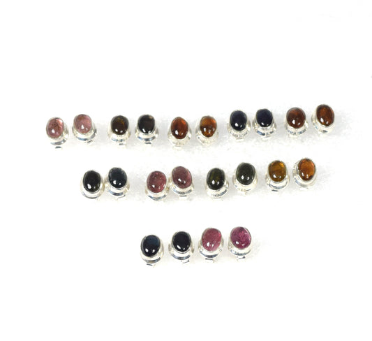 Wholesale 11PR 925 Solid Sterling Silver Pink Tourmaline Mix Stud Lot