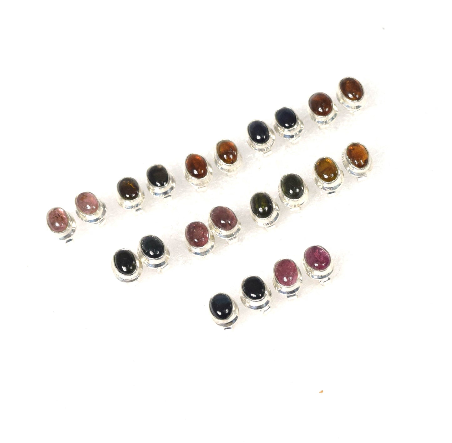 Wholesale 11PR 925 Solid Sterling Silver Pink Tourmaline Mix Stud Lot
