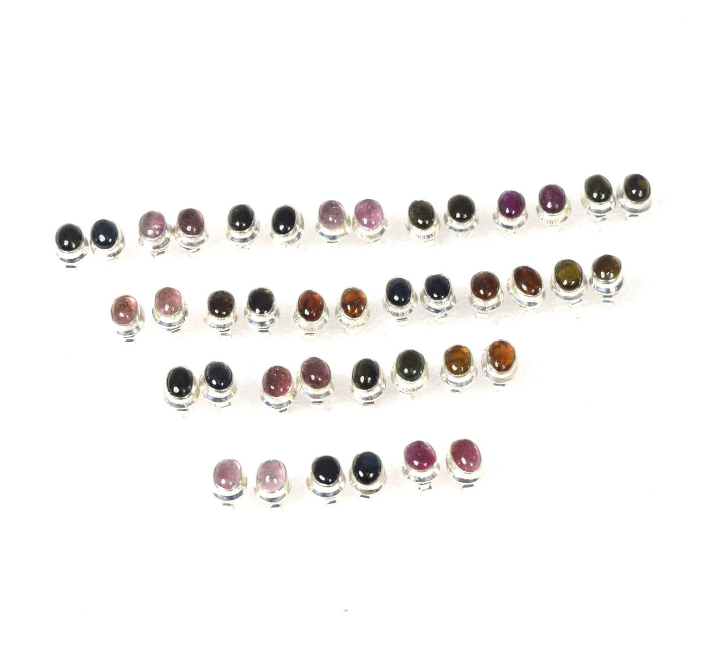 Wholesale 20PR 925 Solid Sterling Silver Green Tourmaline Mix Stud Lot