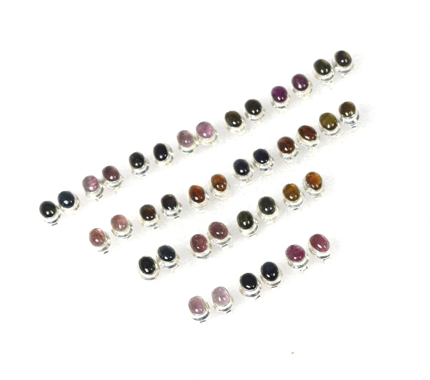 Wholesale 20PR 925 Solid Sterling Silver Green Tourmaline Mix Stud Lot
