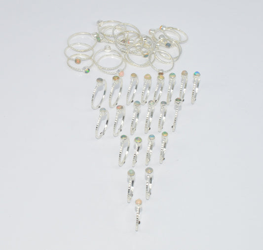 WHOLESALE 41PC 925 SOLID STERLING SILVER ETHIOPIAN OPAL RING LOT