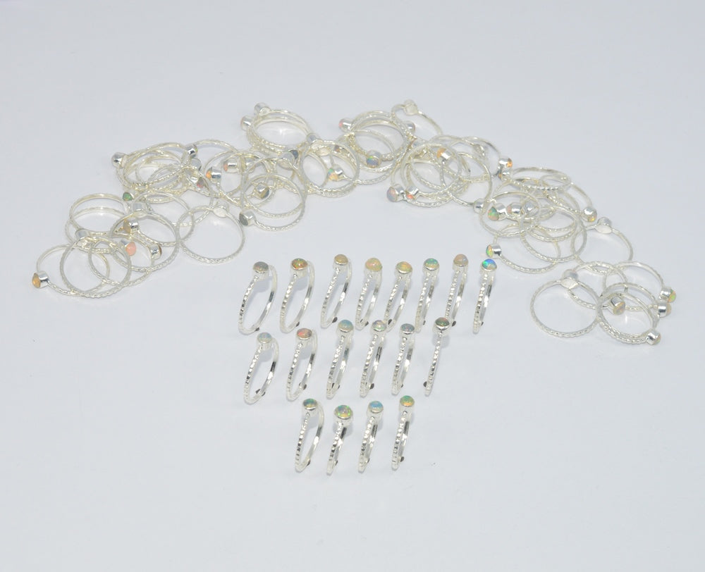 WHOLESALE 71PC 925 SOLID STERLING SILVER ETHIOPIAN OPAL RING LOT