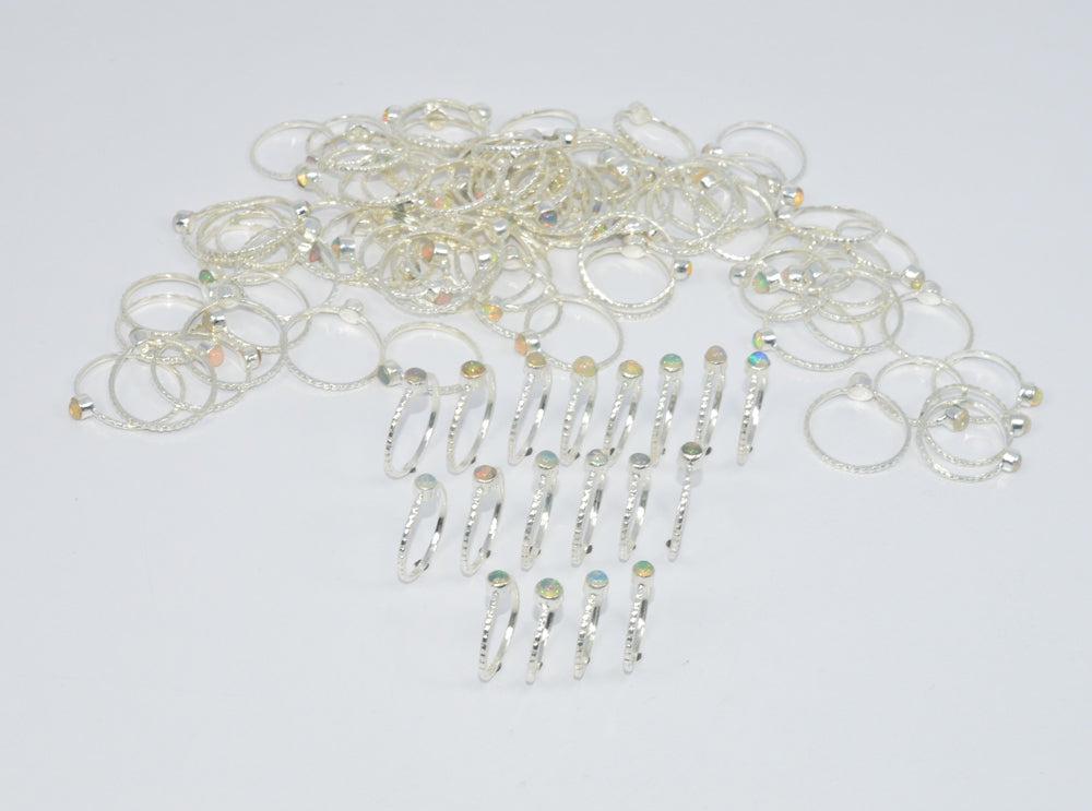 WHOLESALE 101PC 925 SOLID STERLING SILVER ETHIOPIAN OPAL RING LOT