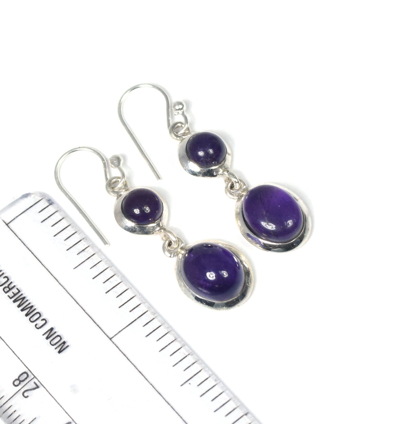 925 Solid Sterling Silver Two Stone Hook Earring - 3.5 Grams