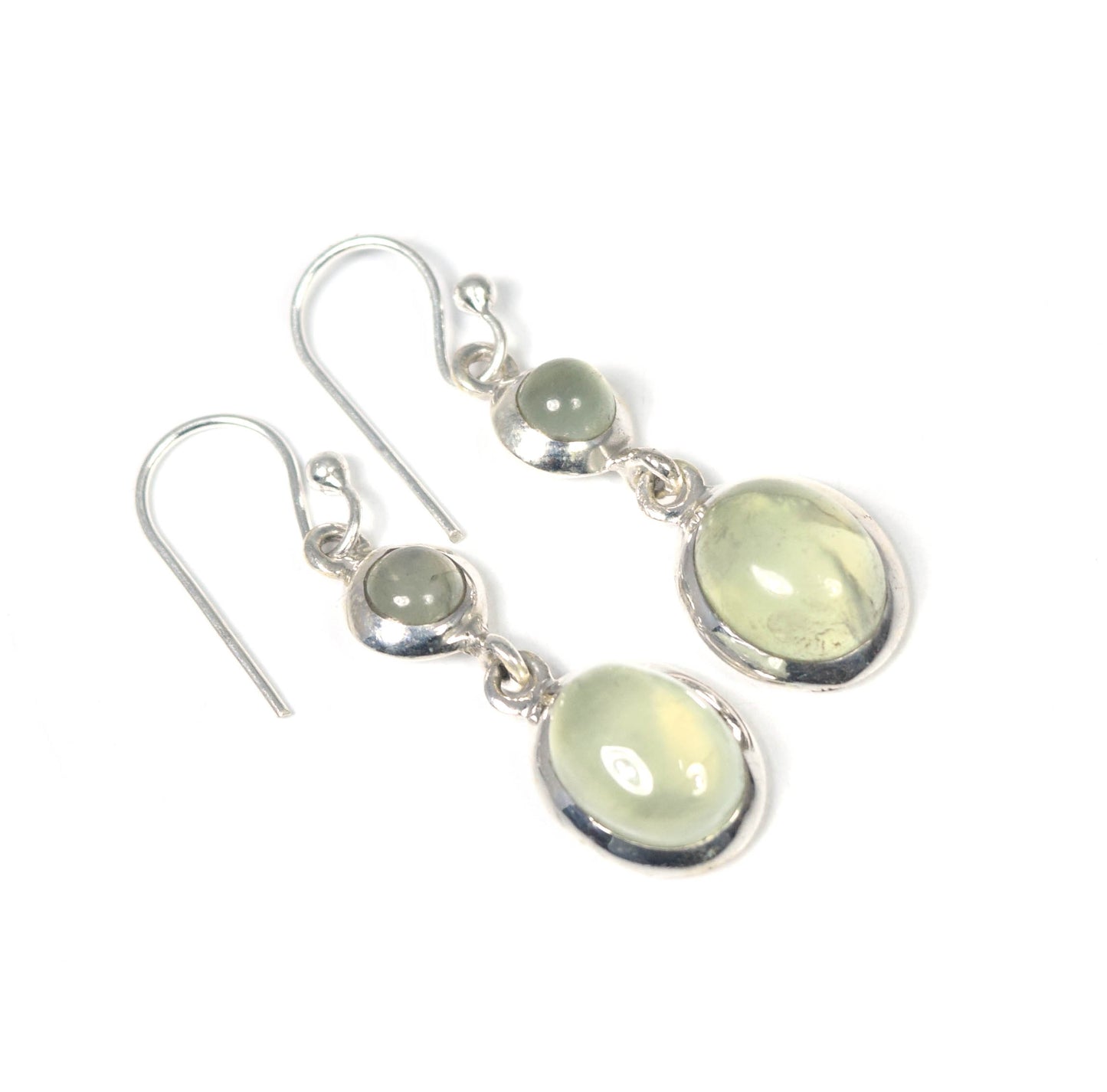 925 Solid Sterling Silver Two Stone Hook Earring - 3.5 Grams