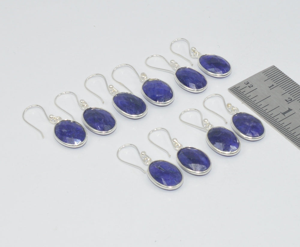 WHOLESALE 5PR 925 STERLING SILVER BLUE Simulated Sapphire HOOK EARRING LOT
