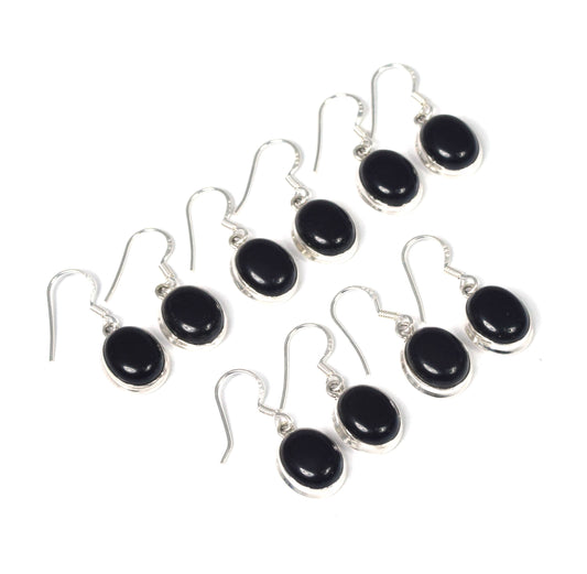 Wholesale 5PR 925 Solid Sterling Silver Black Onyx Hook Earring Lot