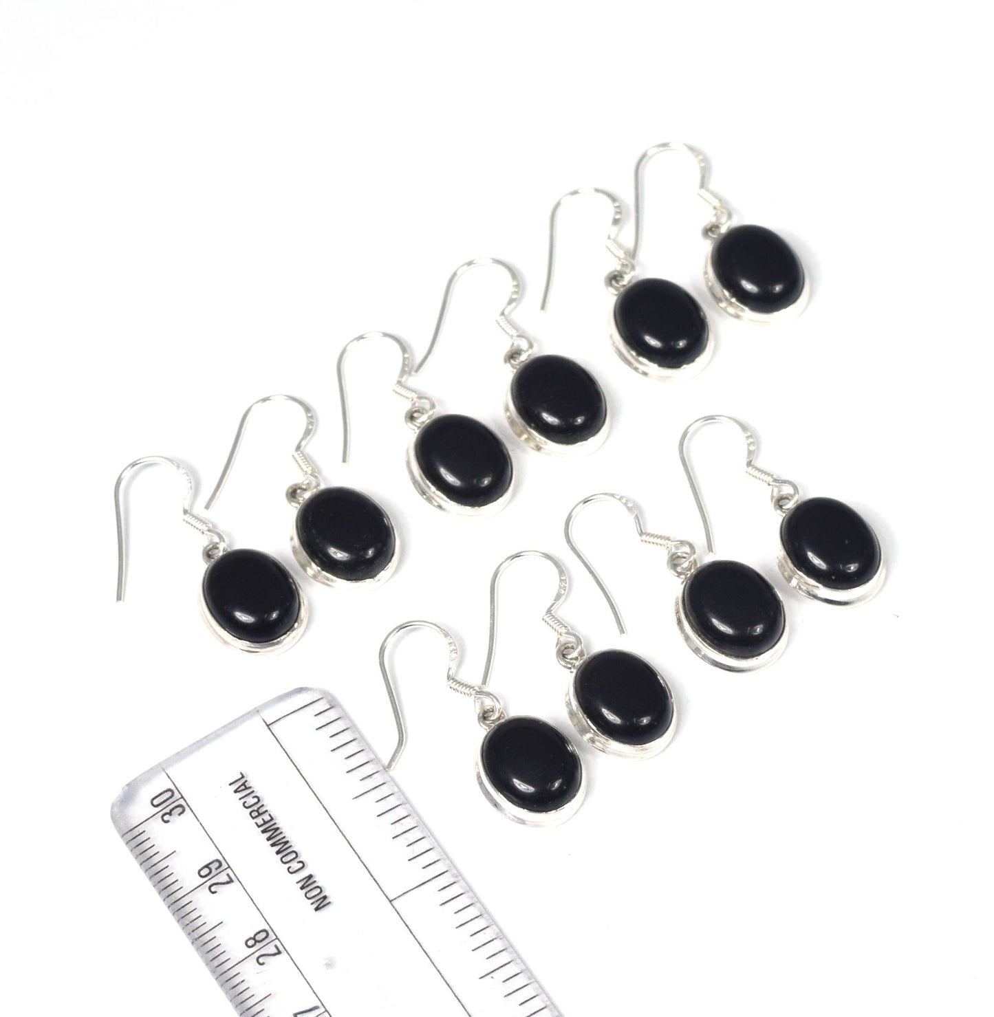 Wholesale 5PR 925 Solid Sterling Silver Black Onyx Hook Earring Lot
