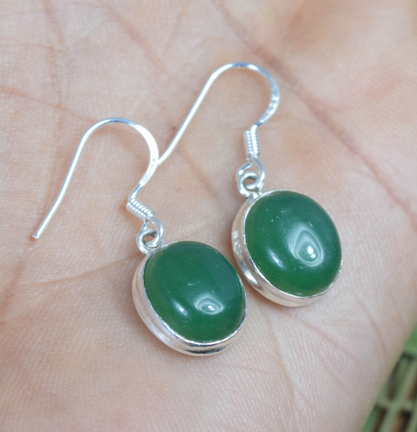 Wholesale 5PR 925 Solid Sterling Silver Green Onyx Hook Earring Lot