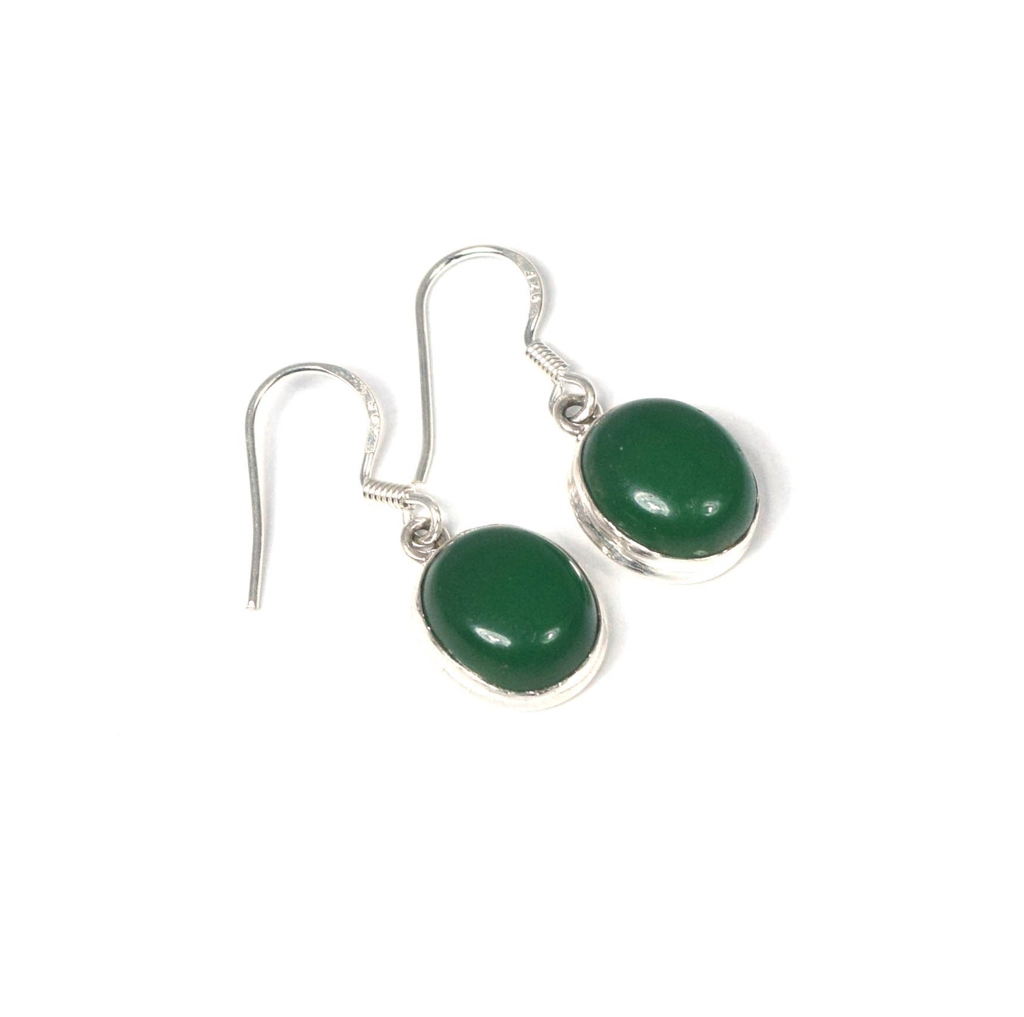 Wholesale 5PR 925 Solid Sterling Silver Green Onyx Hook Earring Lot