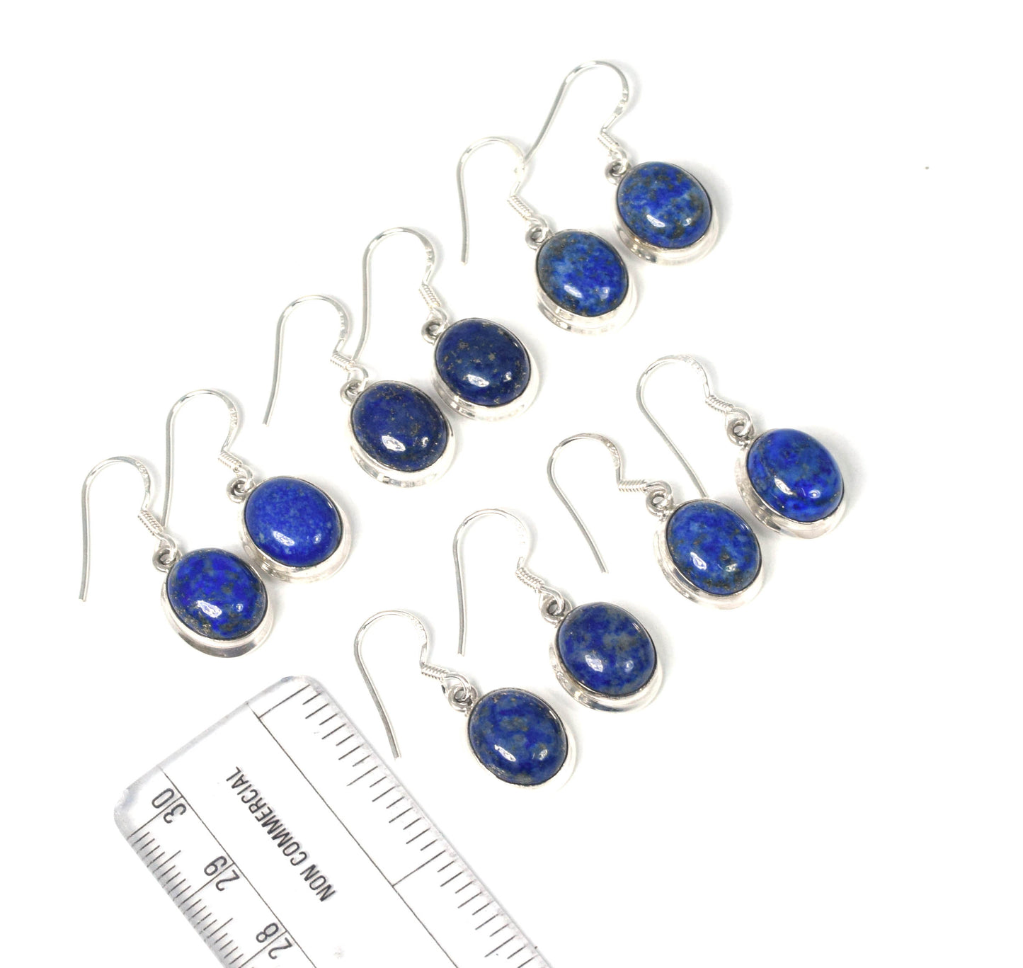 Wholesale 5PR 925 Solid Sterling Silver Blue Lapis Lazuli Hook Earring Lot