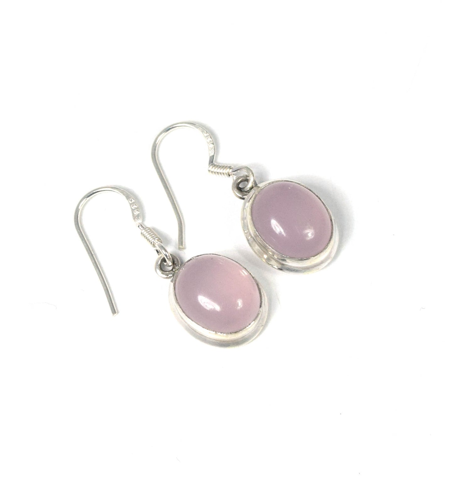 Wholesale 5PR 925 Solid Sterling Silver Pink Rose Quartz Hook Earring Lot