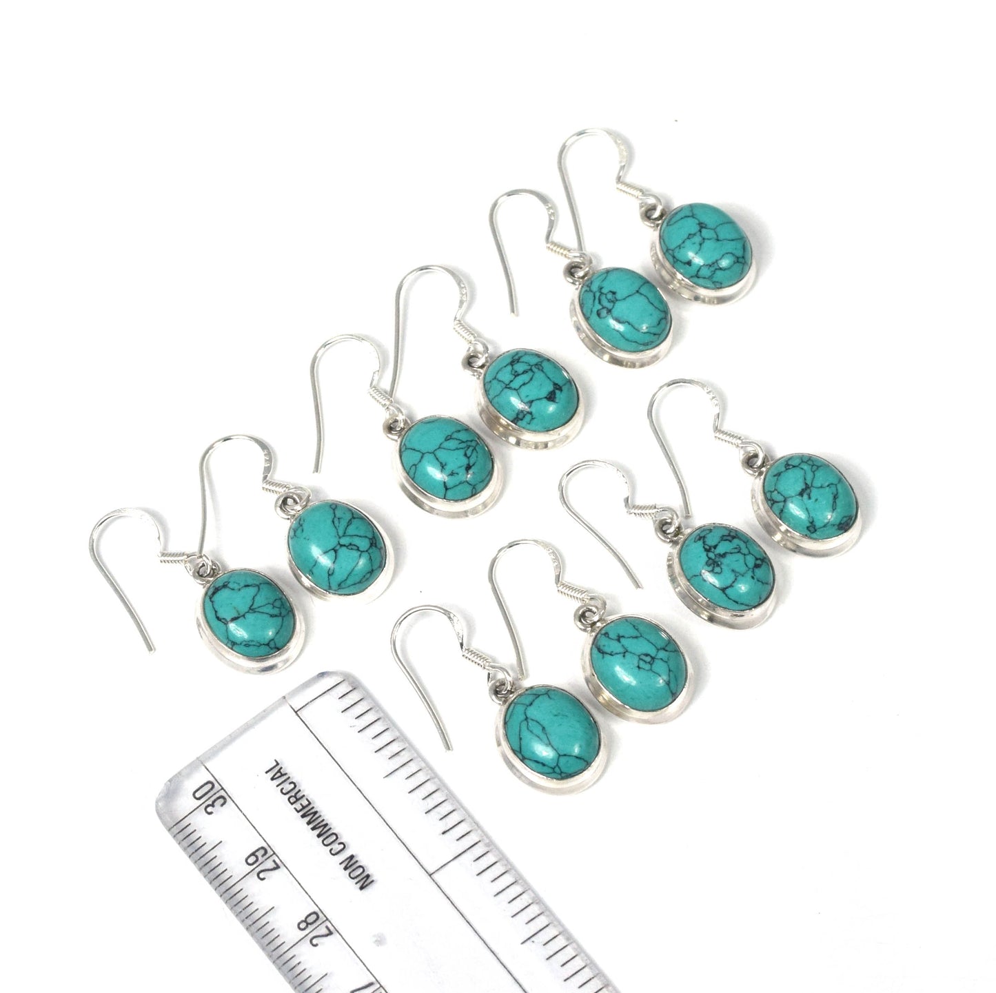 Wholesale 5PR 925 Solid Sterling Silver Blue Turquoise Hook Earring Lot