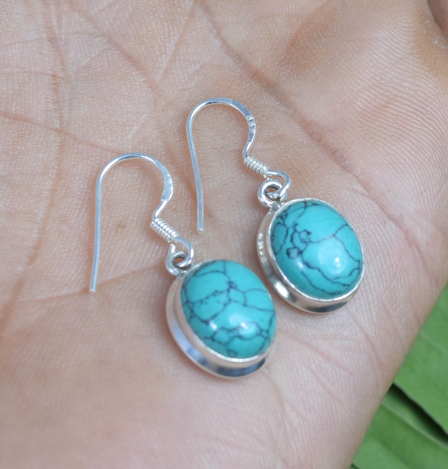 Wholesale 5PR 925 Solid Sterling Silver Blue Turquoise Hook Earring Lot
