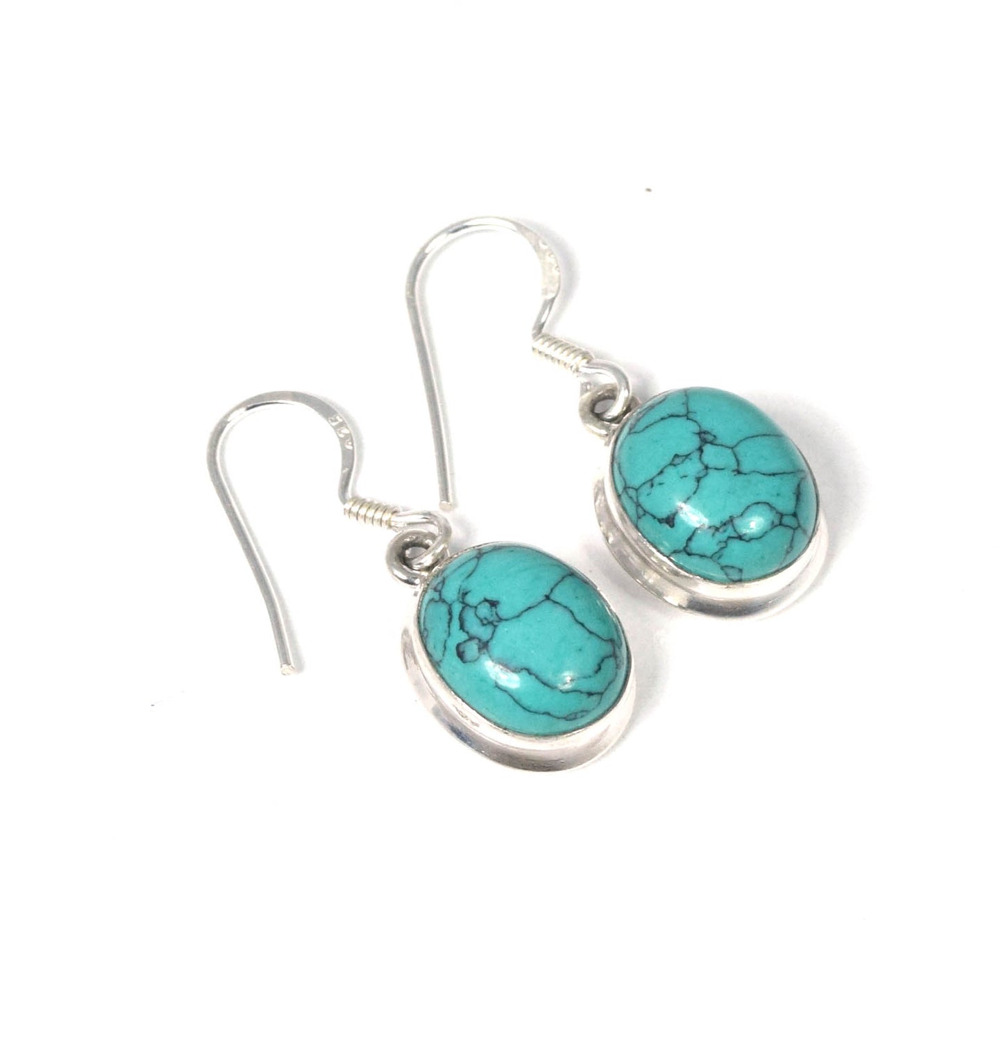 Wholesale 5PR 925 Solid Sterling Silver Blue Turquoise Hook Earring Lot