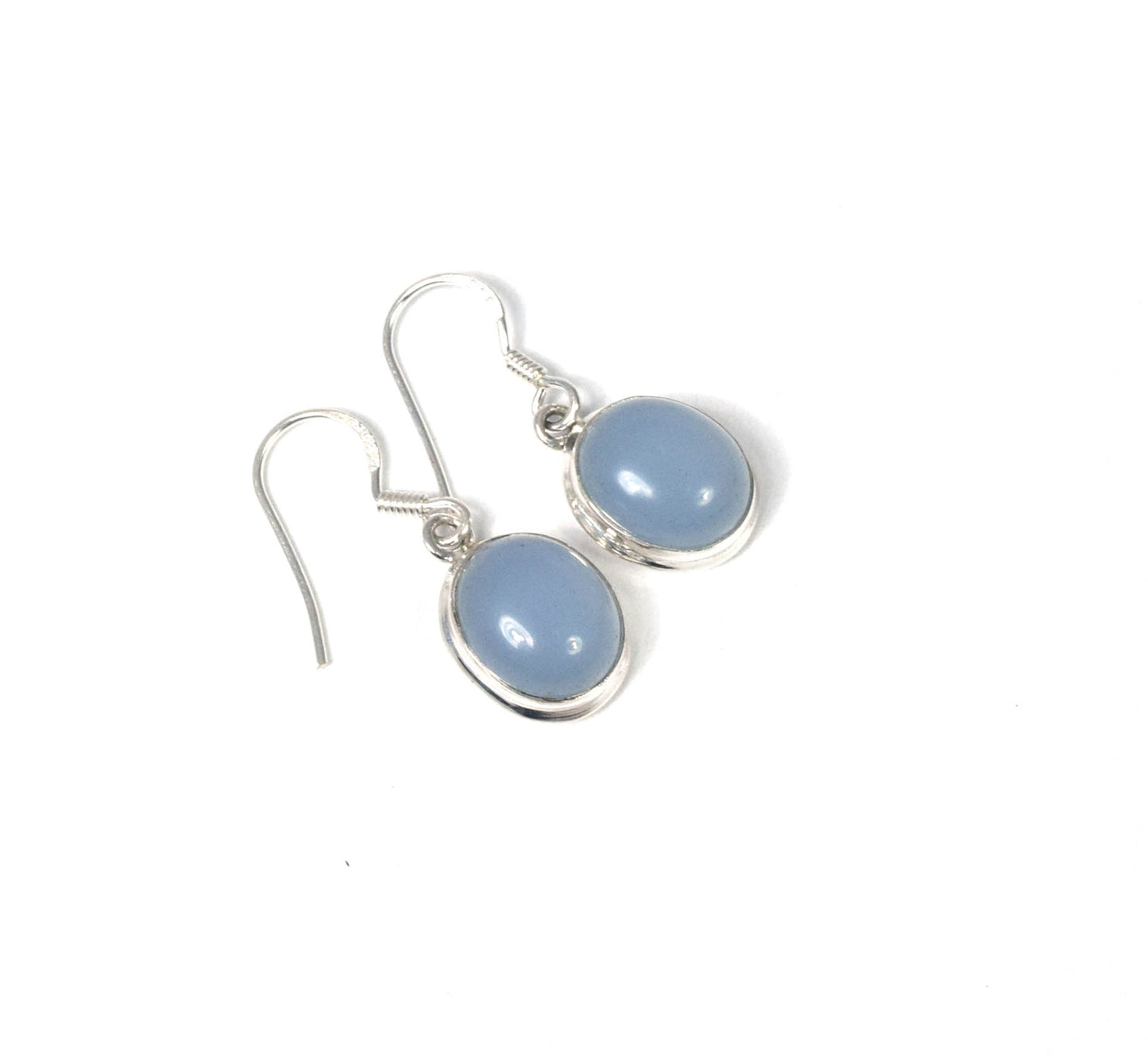 Wholesale 5PR 925 Solid Sterling Silver Blue Chalcedony Hook Earring Lot