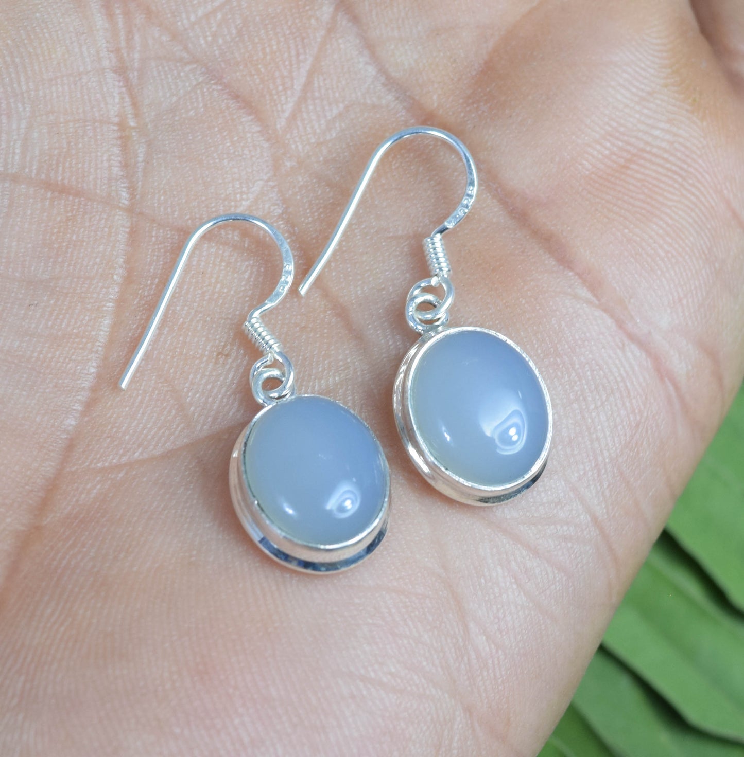 Wholesale 5PR 925 Solid Sterling Silver Aqua Chalcedony Hook Earring Lot